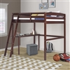 Tribeca Full Size High Loft Bed with Desk - Cappuccino Finish