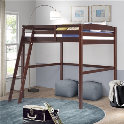 Tribeca Full Size High Loft Bed - Cappuccino Finish