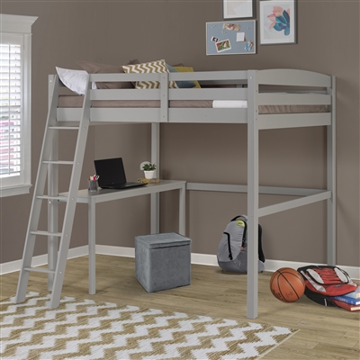 Tribeca Full Size High Loft Bed with Desk - Grey Finish