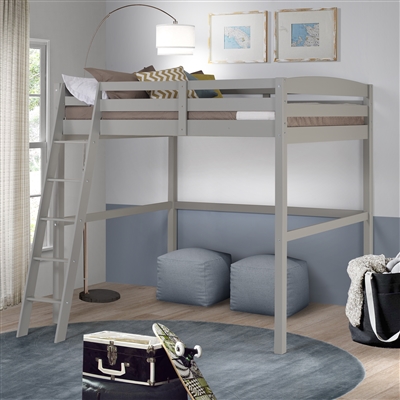 Tribeca Full Size High Loft Bed - Grey Finish