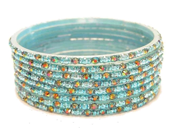 Light turquoise blue glass bangles from our Prism Collection.