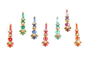 Sparkling bold bindi in red, green, blue and more.