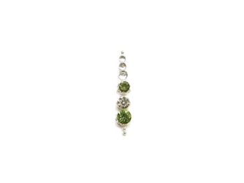 single silver bindi with olive green crystals.