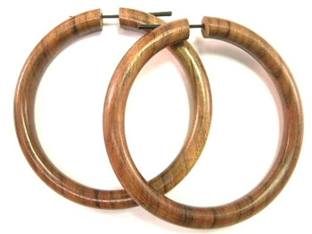Huge Saba Wood Hoop Earrings Organic Wooden Tribal Hoops 3"