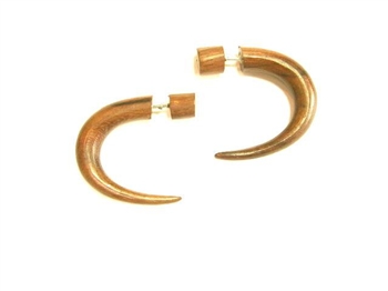 Crescent Split Expander Plugs Sono Wood Organic Earrings Fake Tapers 1"