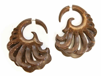 Coconut split expander earrings in a gorgeous drop spiral design.
