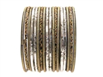 Black Gold Silver Indian Glass Bangles