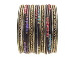 Rainbow Black Gold Indian Glass Bangles