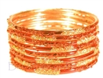 Festive Gold Orange Indian GLASS Bracelets Build-A-Bangle M/L 2.10