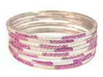 Glitter Stamped Purple Indian GLASS Bracelets Build-A-Bangle XL 2.12