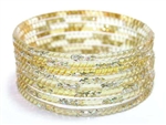 Silver Glitter Yellow Indian GLASS Bangles Sari Bracelets Build-A-Bangle 2.6