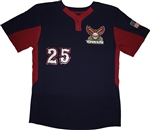 Majestic Islip Owls Coolbase 2- Button Colorblocked Jersey
