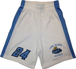 Long Island Thunder Wicking Mesh White Game Shorts Youth