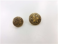 Blazer Button 137 - 2 Sizes (Golden Pattern on Black Background) - in Pack