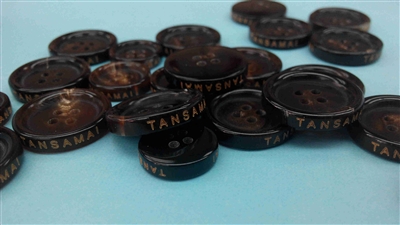 LRH20BN1 DARK BROWN BUFFALO HORN BUTTONS WITH BROWNISH LOGO ON SIDE