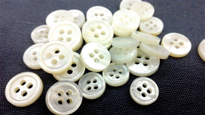 2mm Thickness Mother of Pearl (MOP) Buttons, 4-Hole, White
