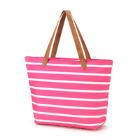 Viv & Lou Hot Pink Striped Tote