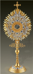 Eucharistic Adoration Gold Monstrance blue & silver ornaments (PRICE ON REQUEST)