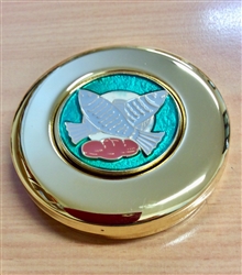 Gold pyx with fish and loaf design (75x22mm)