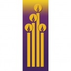 Christmas Candles Gold & Purple Banner 1.2m x 0.5m (SMALL NO 15)