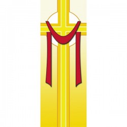 Easter Yellow Cross with Shroud Banner 3.3m x 1.2m (LARGE NO 13)