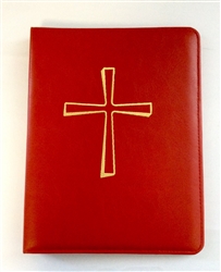 (NO 20) A4 Ring Binder Leather Folder Red with Cross