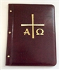 (NO 4) A4 Pocketed sleeves leather folder maroon alpha and omega  design