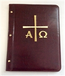 (NO 4) A4 Pocketed sleeves leather folder maroon alpha and omega  design