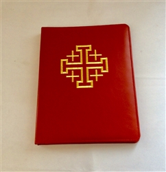 (NO 22) A4 Ring Binder Leather Folder Red with Jerusalem Cross