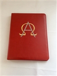 (NO 23) A4 Ring Binder Leather Folder Red with AO Design
