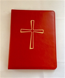 A4 Ring Binder Leather Folder Red with Cross