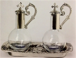 Magnetic Cruet Set on Pewter Silver Tray