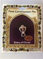 Silver first holy communion pin