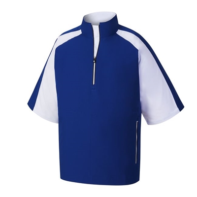 FootJoy Men's Short Sleeve Sport Windshirt, Royal/White