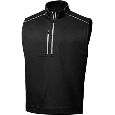 FootJoy FJ Mens 1/2-Zip Heather Blocked Vest, Black