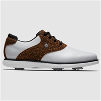 Footjoy Womenâ€™s Traditions Spiked Golf Shoes, White/Leopard