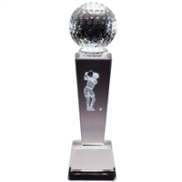 Crystal Golfball on Pedestal w/ Female 3D laser graphic
