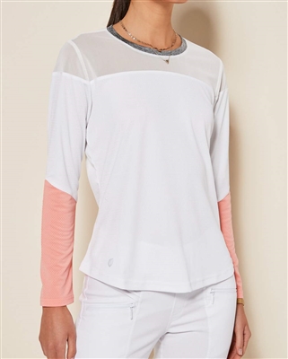 GGblue Miley Long Sleeve Shirt, White/Melon/Charcoal