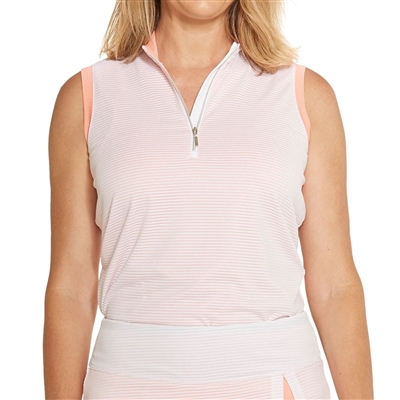 GGblue Aries Sleeveless Polo, Melon/White