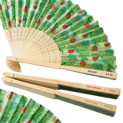 Pineapple & Tropical Themed Expandable Silk Fan | Nuptial Necessities