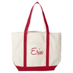 Embroidered  large heavy duty canvas boat tote | Gift