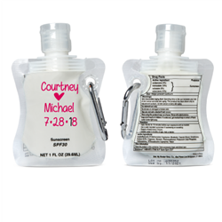 Personalized Sunscreen in Collapsible Bottle wedding or party Favor | Nuptial Necessities