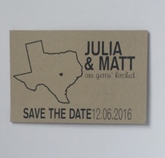 Texas Themed Save the Date Postcard On Kraft Paper | Nuptial Necessities