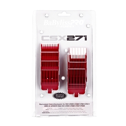 BABYLISS PRO BARBEROLOGY ATTACHMENT COMB 8 PC SET RED SIZE 1/16â€³, 1/8â€³, 3/16â€³, 1/4â€³, 3/8â€³, 1/2â€³, 5/8â€³, 3/4â€³, FADE GUARD #FXCSX271 (FITS TO : FX811, FXF811, FXB811, FX671) #FXCSX271