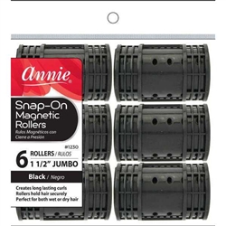 Annie Snap-On Magnetic Rollers Size Jumbo 6Ct Black#1230(DZ)