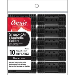 Annie Snap-On Magnetic Rollers Size L 10Ct Black#1232(DZ)