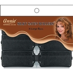 Annie Silky Satin Rollers Size XL 6Ct Black#1241(6PK)