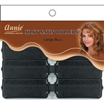 Annie Silky Satin Rollers Size L 8Ct Black#1242(6PK)