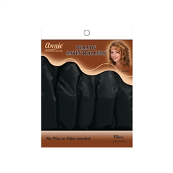 ANNIE PILLOW SATIN ROLLERS 10 CT BLACK #1246 (6 Pack)