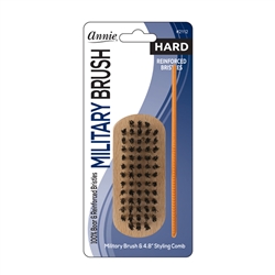 ANNIE HARD MINI MILITARY BRUSH WITH 4.8â€³ COMB (50% NYLON, 50% WHITE BOAR) #2112 (12 Pack)